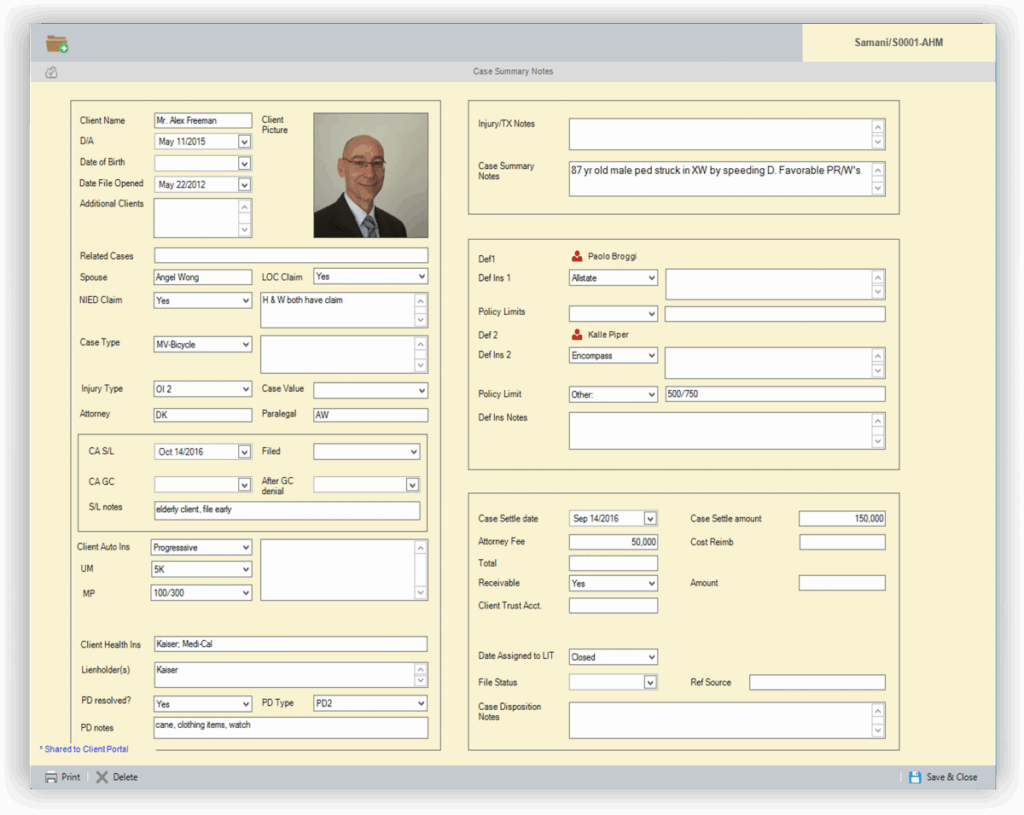 Case management software for lawyers