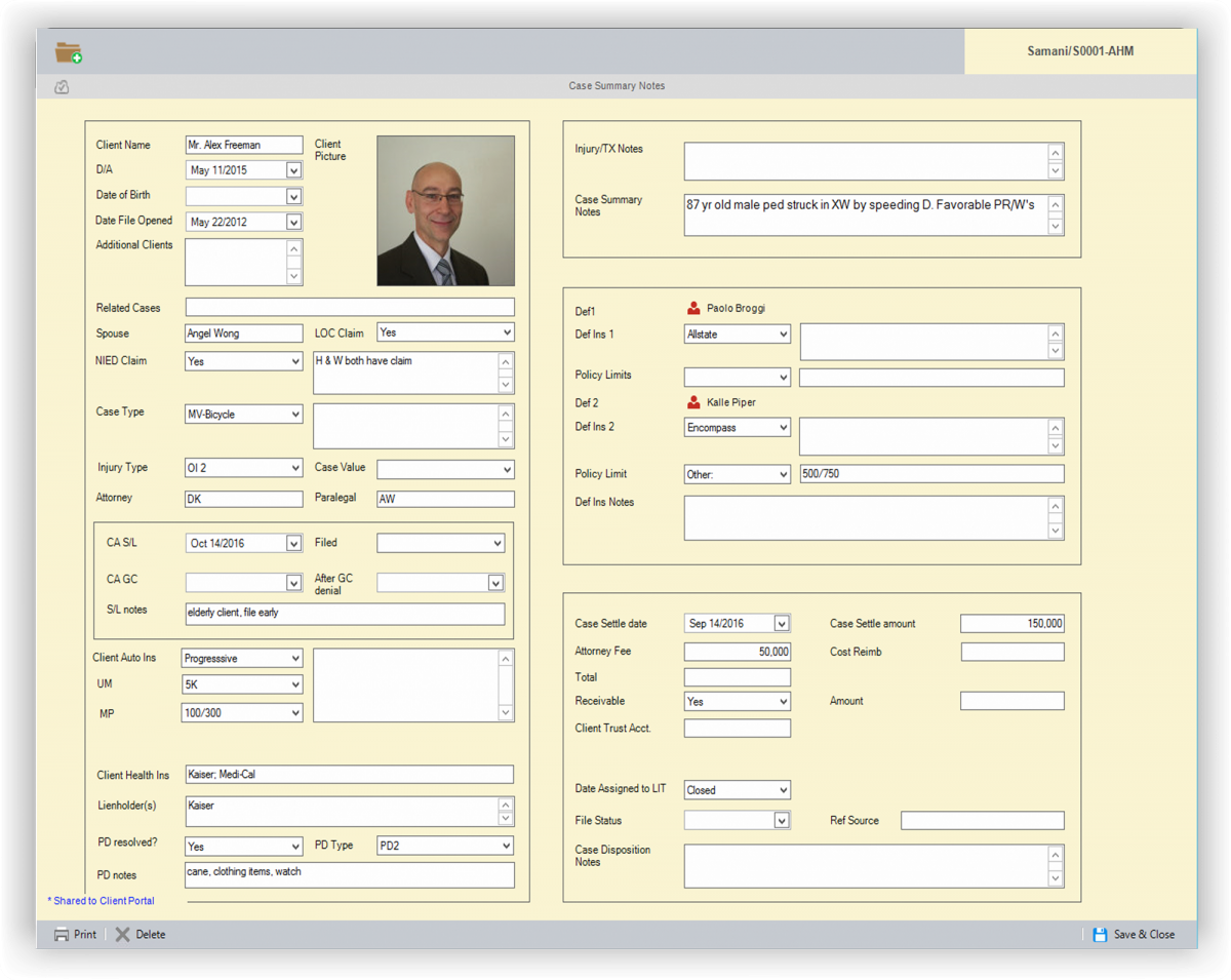 Case management software for lawyers