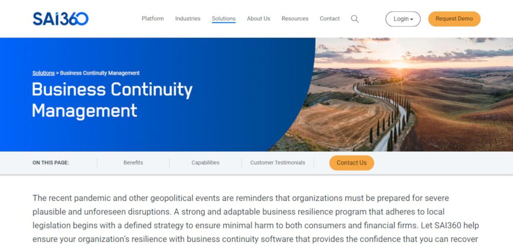 Business continuity management software